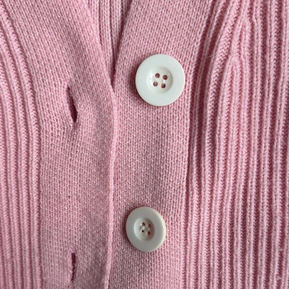 Pink Ribbed Button Cardigan - Picture 4 of 6